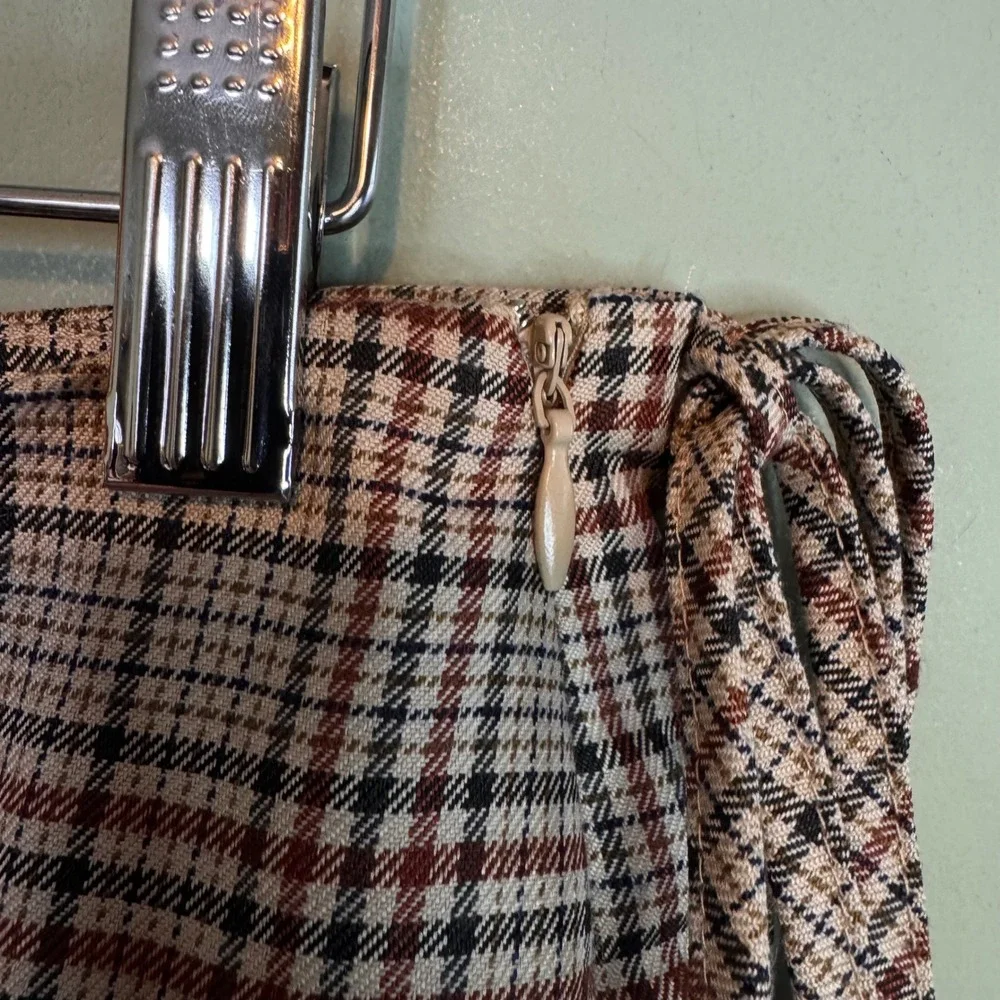 NWT Edikted Plaid Pleated Micro Mini Skirt Brown Check S18819 Small